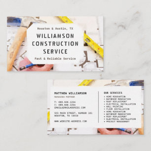 Construction Business Card - Plan, Tape Measure
