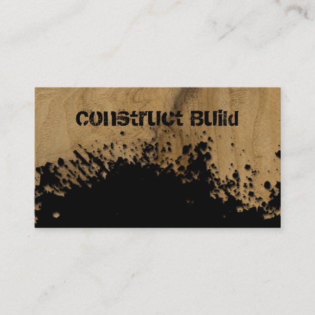 Construction Business Card Splash Oak Wood (Front)