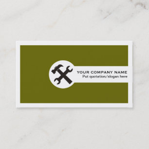 Construction business cards olive green