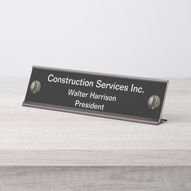 Construction Business Desk Plaque Name Plate (Front)