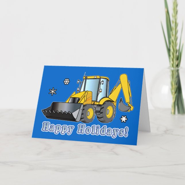 Construction Business Holiday Card: Backhoe Card (Front)