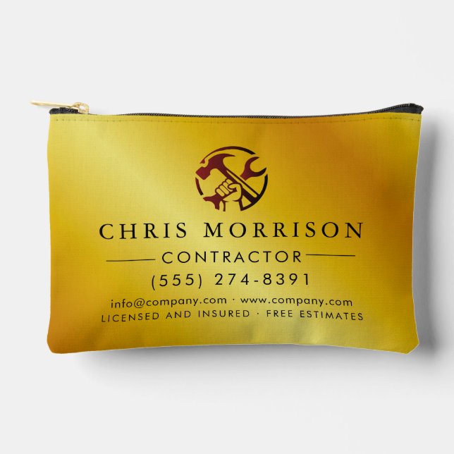 Construction Business Marketing Logo Accessory Pouch (Front)