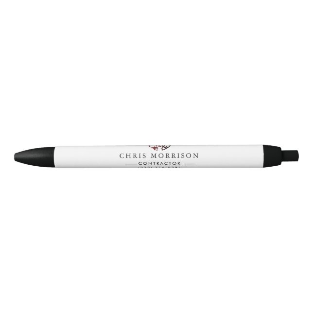 Construction Business Marketing Logo Black Ink Pen (Front)