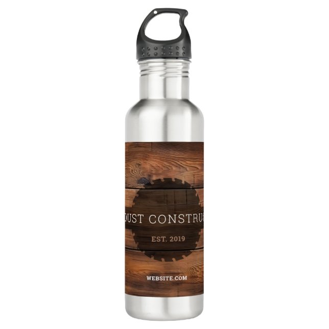 Construction Carpenter Wooden dark rustic timber  710 Ml Water Bottle (Front)