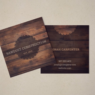 Construction Carpenter Wooden dark rustic timber Square Business Card