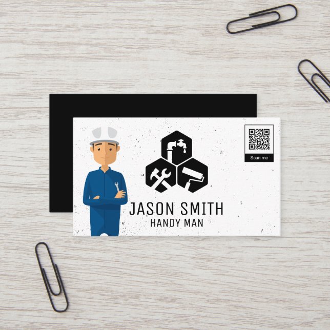 Construction | Carpentry Services | QR Code Business Card (Front/Back In Situ)