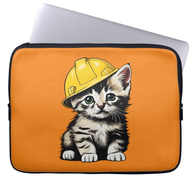 Construction Cat Laptop Sleeve (Front)