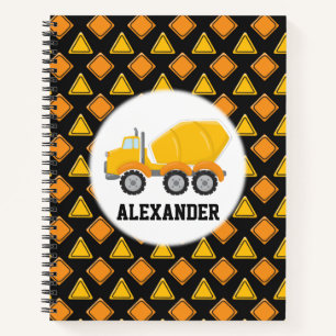 Construction Cement Mixer Truck Vehicle School Notebook