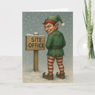 Construction Christmas card - naughty elf!