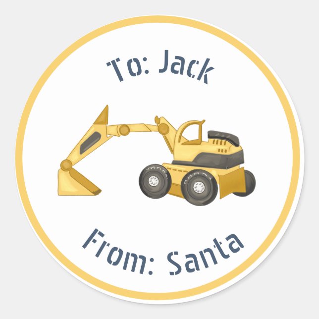 Construction Christmas Digger Christas Gift Tag (Front)