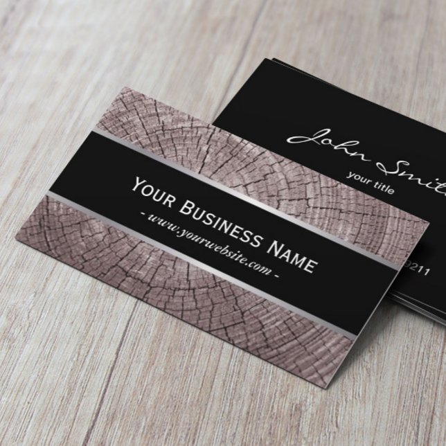 Construction Classy Old Wood Tree Rings Texture Business Card (Creator Uploaded)