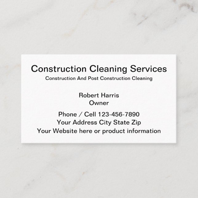Construction Cleaning Services Business Card (Front)