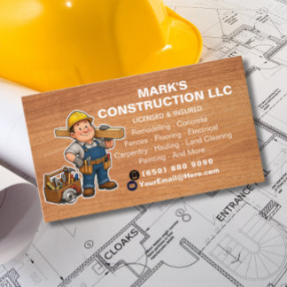 Construction Company Business Card Cartoon Builder