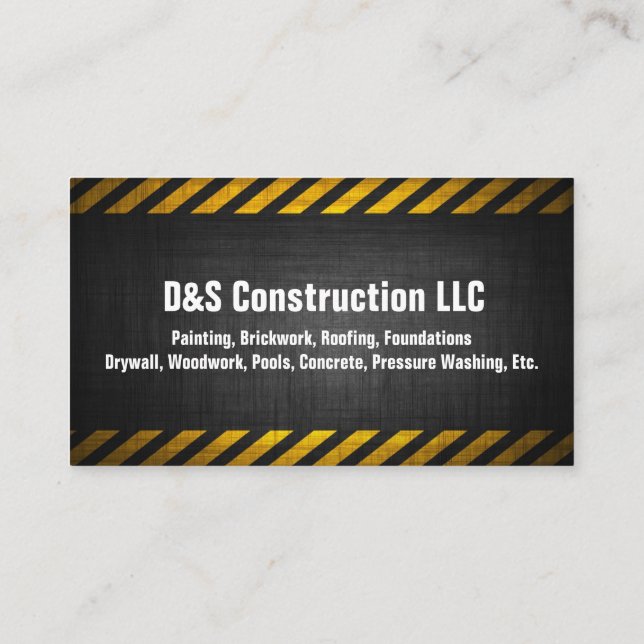 Construction Company Caution Business Card (Back)