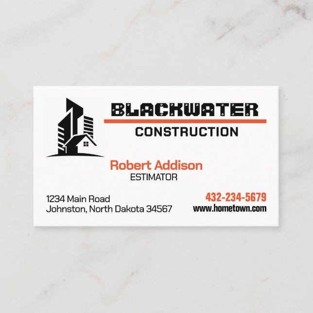 Construction Company Commercial and Residential Business Card (Front)
