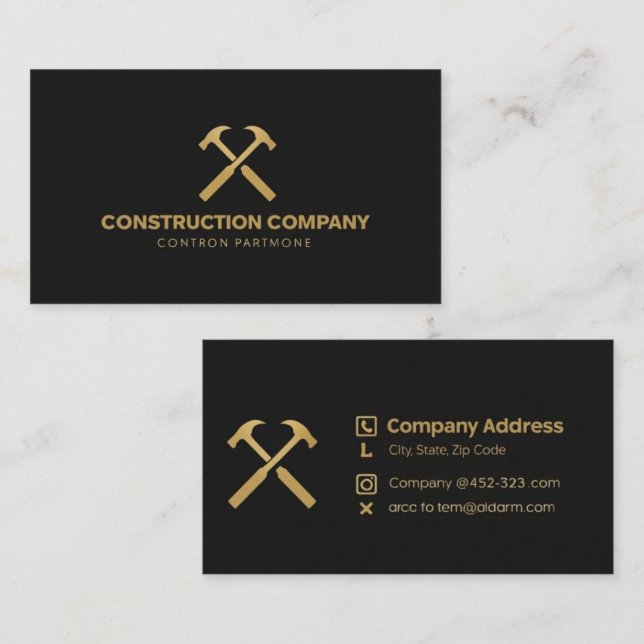 Construction Company | Modern Business Card (Front/Back)