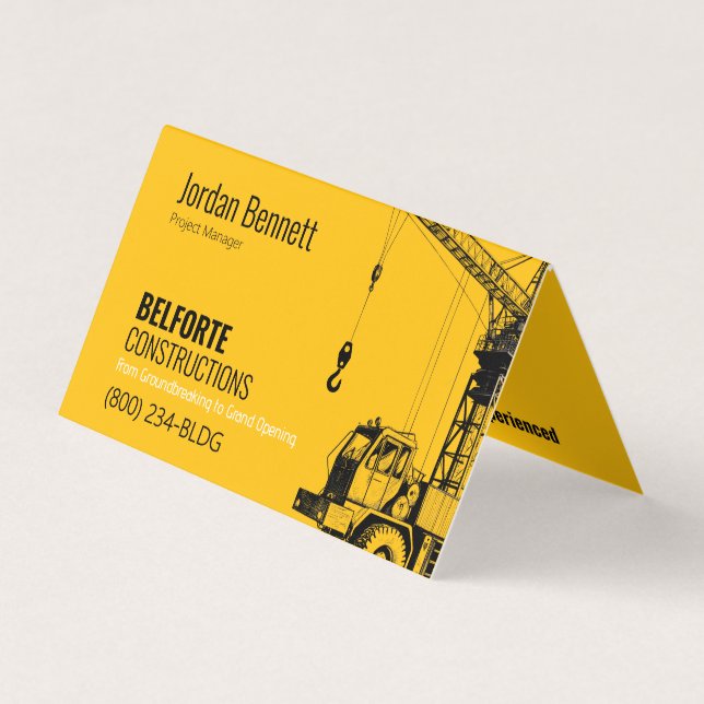 Construction Company Services Checklist Folded Business Card (Front)