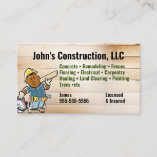 Construction Company Tool man Business Card