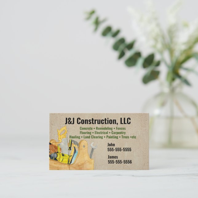 Construction Company Tools Business Card (Standing Front)