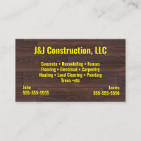 Construction Company Wood Business Card