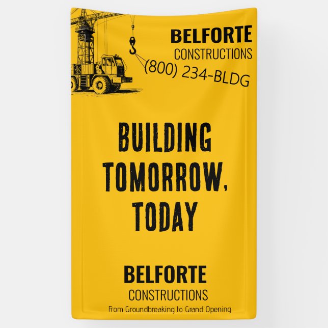 Construction Company | Yellow Crane Industrial  Banner (Vertical)