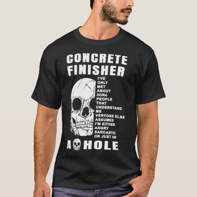 Construction Concrete Finisher Skull Highway T-Shirt (Front)