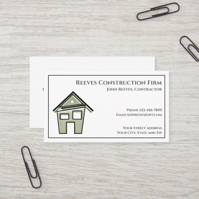 Construction Contractor Architect Business Card (Front/Back In Situ)