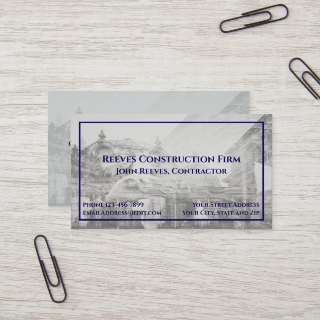 Construction Contractor Architect Business Card (Front/Back In Situ)