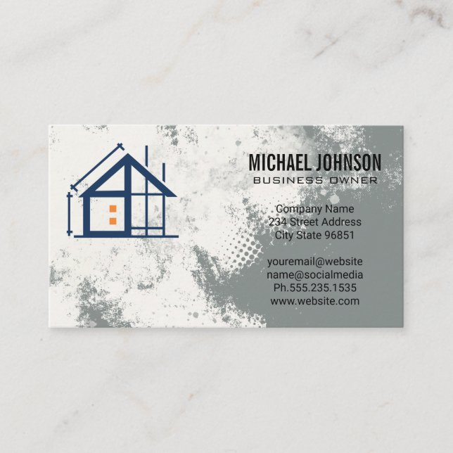 Construction Contractor | Blue Collar Business Card (Front)