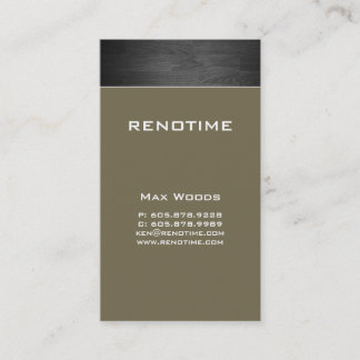 Construction Contractor Business Card Wood Tan