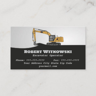 Construction Contractor Excavator Operator Business Card