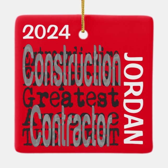 Construction Contractor Extraordinaire CUSTOM Ceramic Ornament (Back)