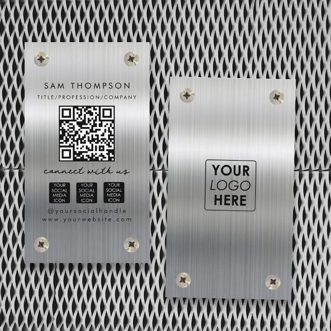 Construction Contractor Logo QR Code Social  Business Card (Construction Contractor Logo QR Code Social Business Card)