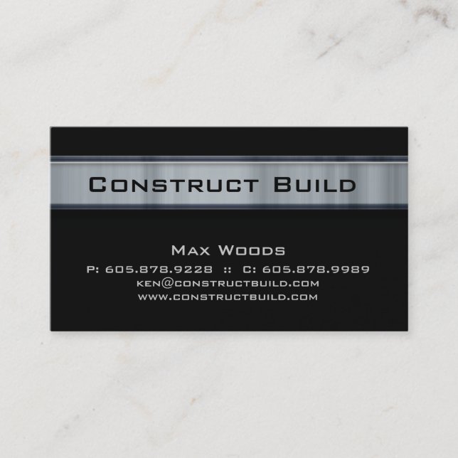 Construction Contractor Metal Business Card 11 (Front)