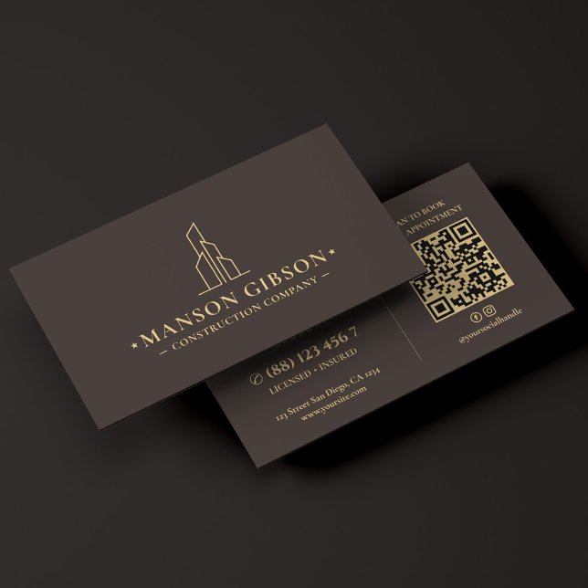 Construction Contractor Minimal Espresso QR Code Business Card (Construction Contractor Minimal Espresso QR Code Business Card
)