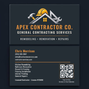 Construction Contractor QR Code Professional Business Card