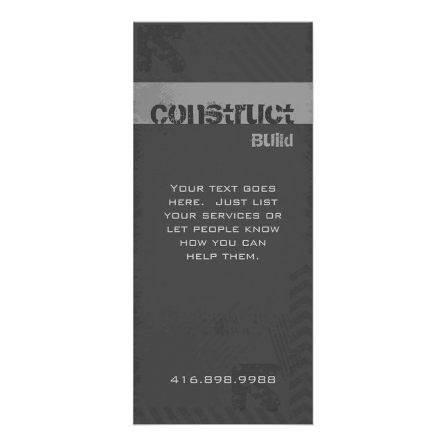Construction Contractor Rack Card Grunge Grey (Front)