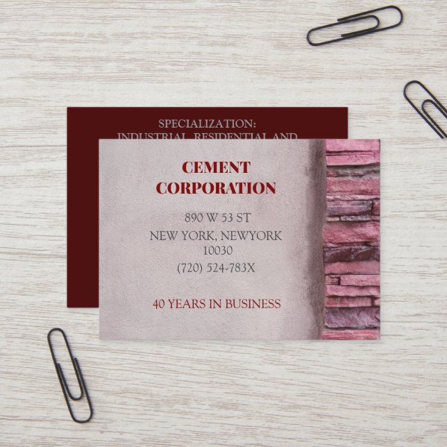  Construction Contractor Remodel Concrete Cement  Business Card (Front/Back In Situ)