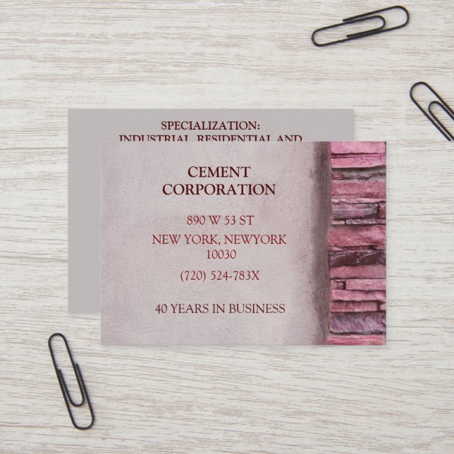  Construction Contractor Remodel Concrete Cement  Business Card (Front/Back In Situ)