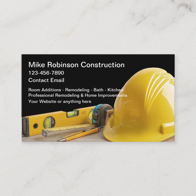 Construction Contractor Remodeling Business Cards (Front)