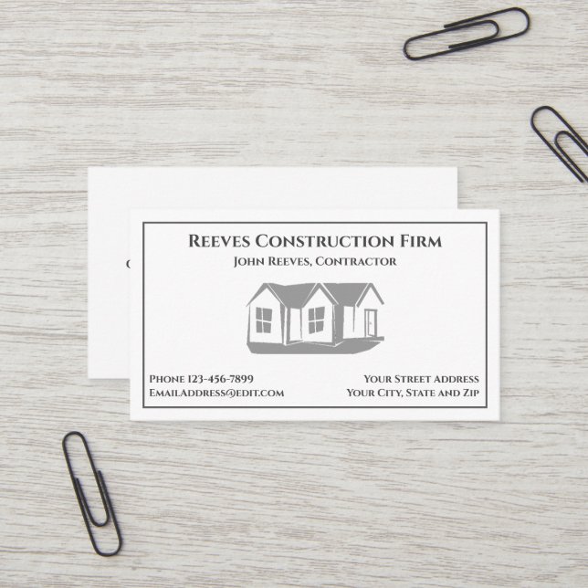 Construction Contractor Roofer Business Cards (Front/Back In Situ)