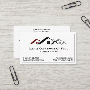 Construction Contractor Roofer Business Cards