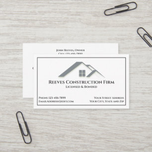 Construction Contractor Roofer Business Cards