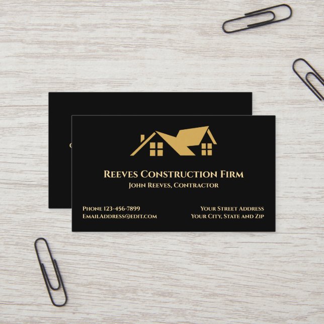 Construction Contractor Roofer Business Cards (Front/Back In Situ)