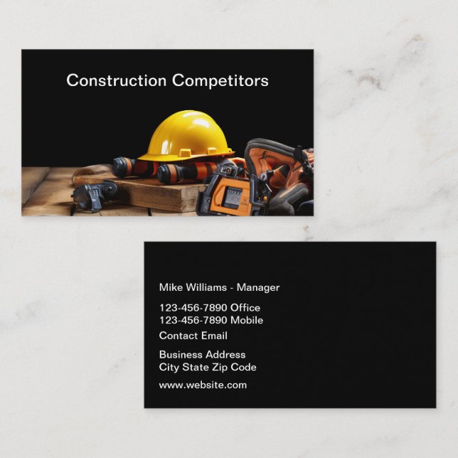 Construction Contractors Modern Business Cards (Front/Back)