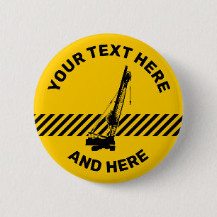Construction Crane 6 Cm Round Badge