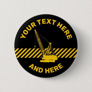 Construction Crane 6 Cm Round Badge