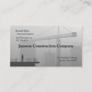 Construction crane and worker business card