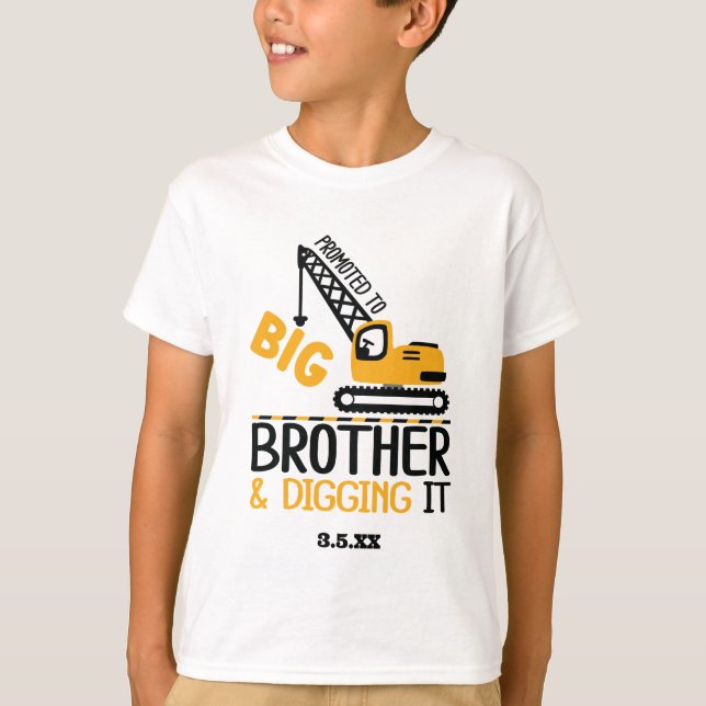 Construction Crane Big Brother Digging It Kid T-Shirt (Front)