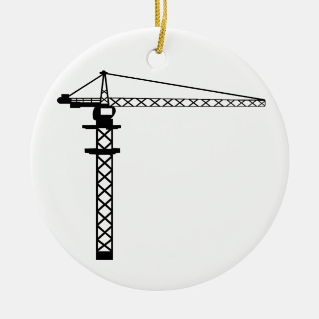 Construction Crane Ceramic Tree Decoration (Front)